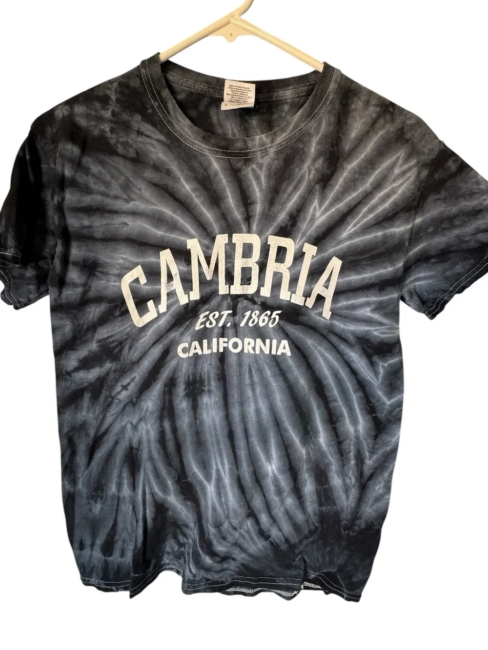 Retro Cambria California CA Gray Tie-Dye Graphic Tee Men’s S